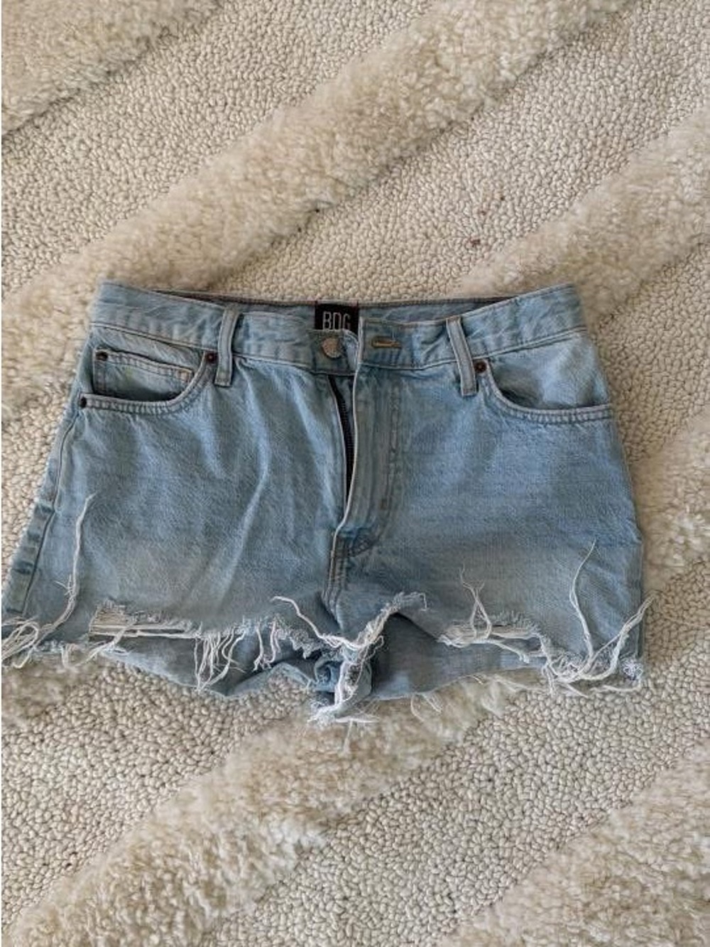 BDG Light Blue Distressed Denim Cutoff Shorts